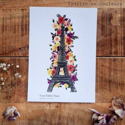 Carte Tour Eiffel - Lydille en couleurs