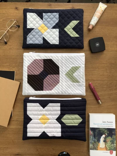 Kit 3 trousses patchwork - Motif Personnel x Exemplaire Unique