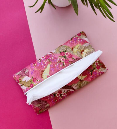 Distributeur de mouchoirs en tissu japonisant rose