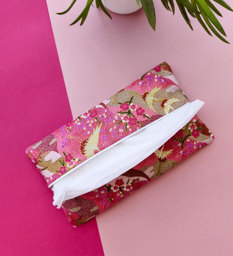 Distributeur de mouchoirs en tissu japonisant rose