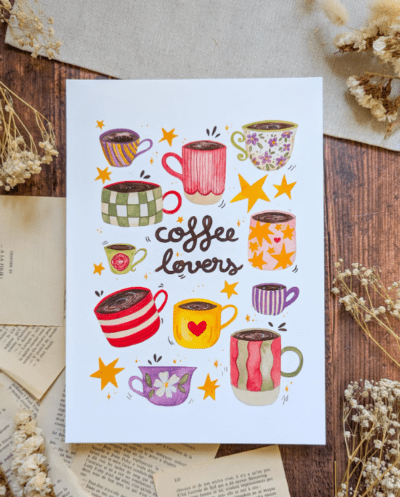 Affiche A4 Coffee lovers - Julie's colors