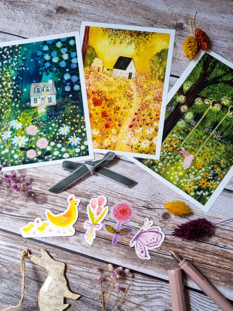 Mondes merveilleux de Louise, avec 3 cartes et 4 stickers - Louise Gobinet