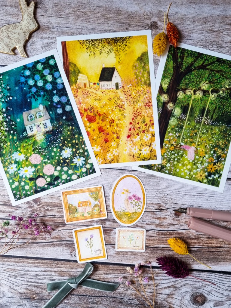 Mondes merveilleux de Louise, avec 3 cartes et 4 stickers - Louise Gobinet