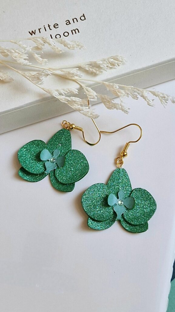 Boucles d'oreille Orchidée - Mille feuilles de papier